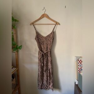 Abercrombie & Fitch // Midi Adjustable Strap Dress in Blush Animal Print